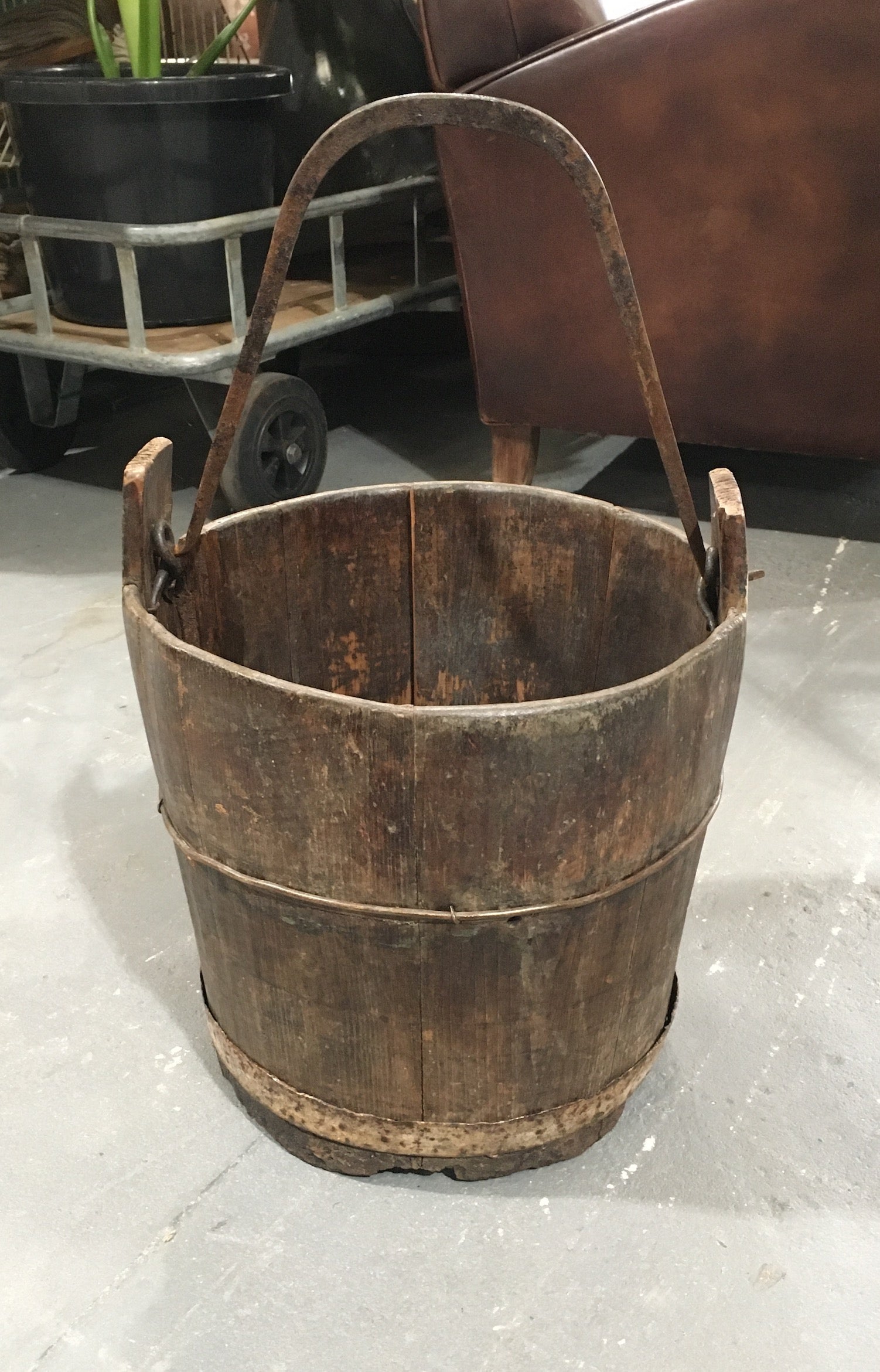 Vintage Dutch  Wooden Water-Well Bucket #3265 (1)