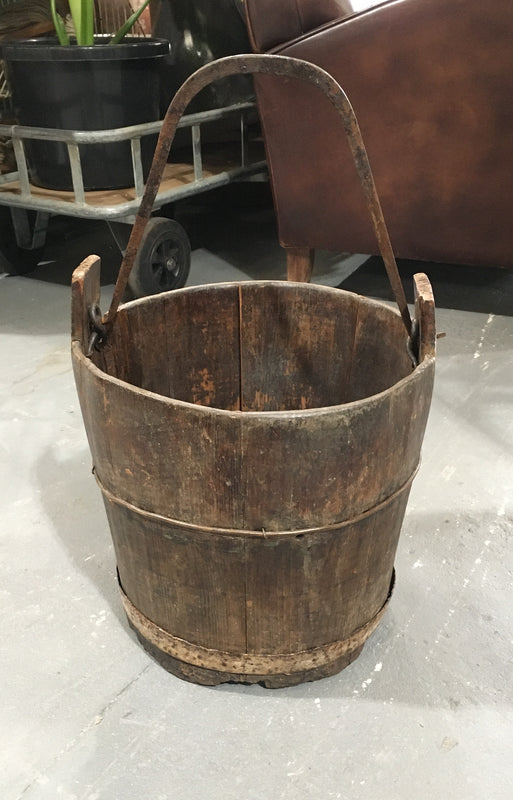 Vintage Dutch  Wooden Water-Well Bucket #3265 (1)