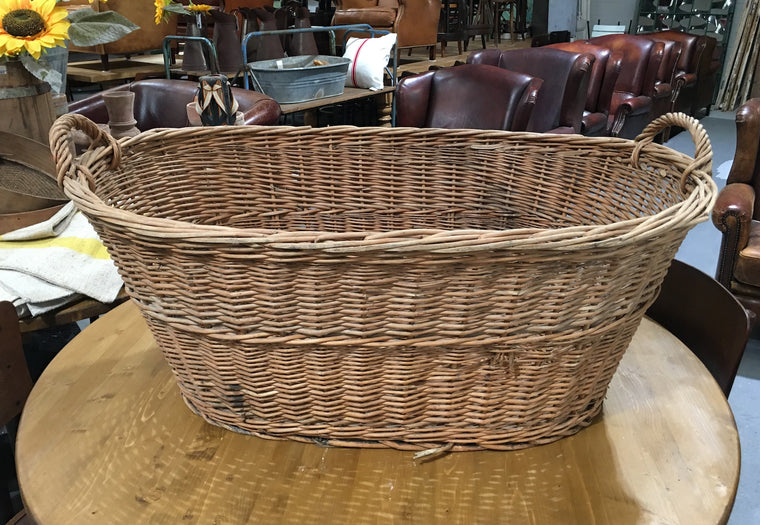 Vintage  Belgian Wicker Bakers Basket  #5872