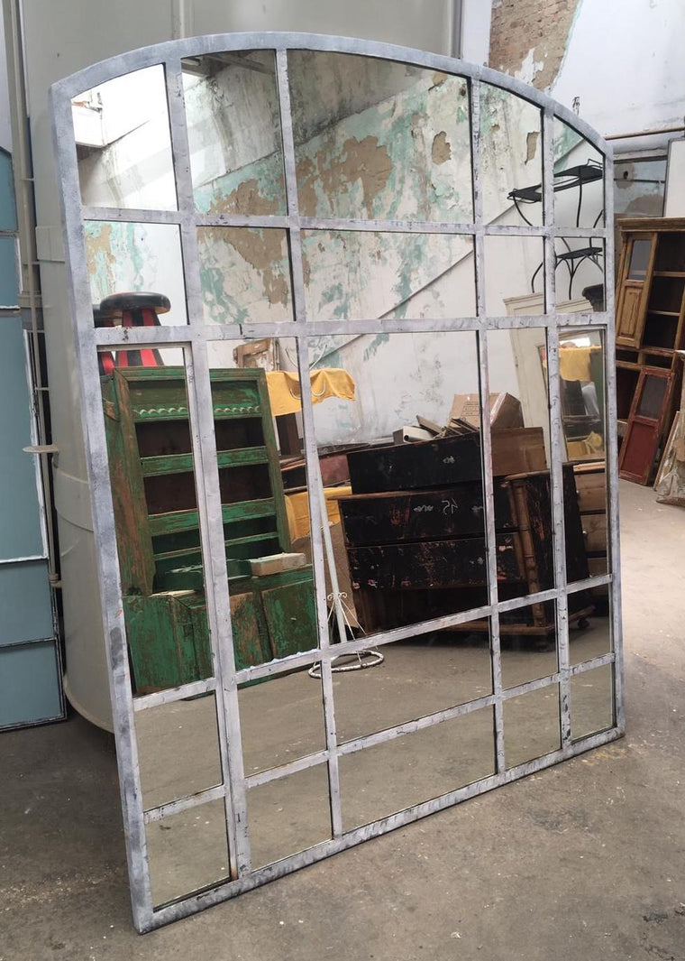 Vintage industrial European iron window mirror # 3044 .