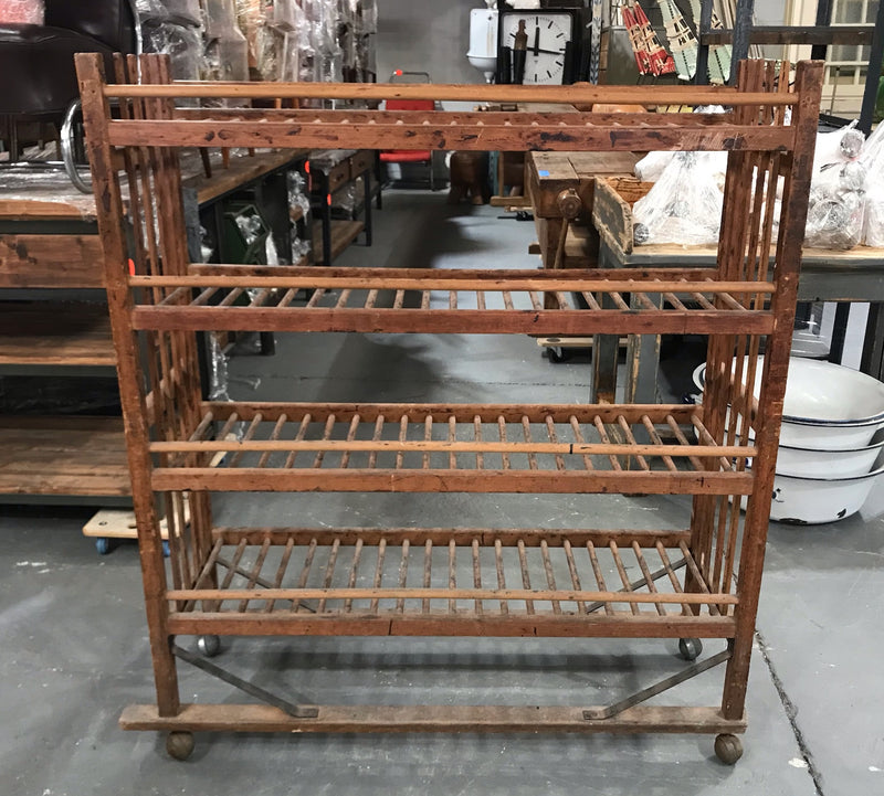 Vintage Industrial French  Wooden Bakers Rack #3708 Byron
