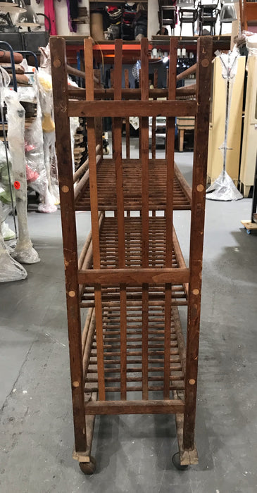 Vintage Industrial French  Wooden Bakers Rack #3708 Byron