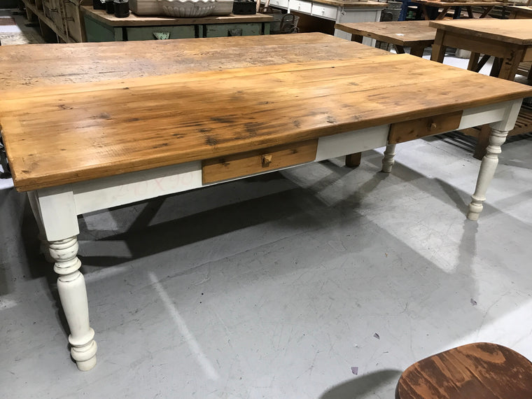 Vintage industrial European kitchen farmhouse dining table 2.4 mt #2100