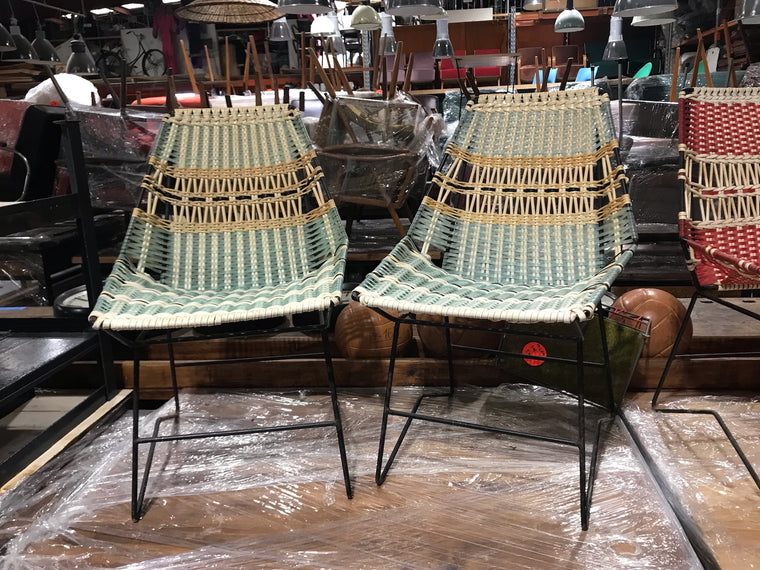Vintage Mid Century Plastic Wicker Chairs #3768b