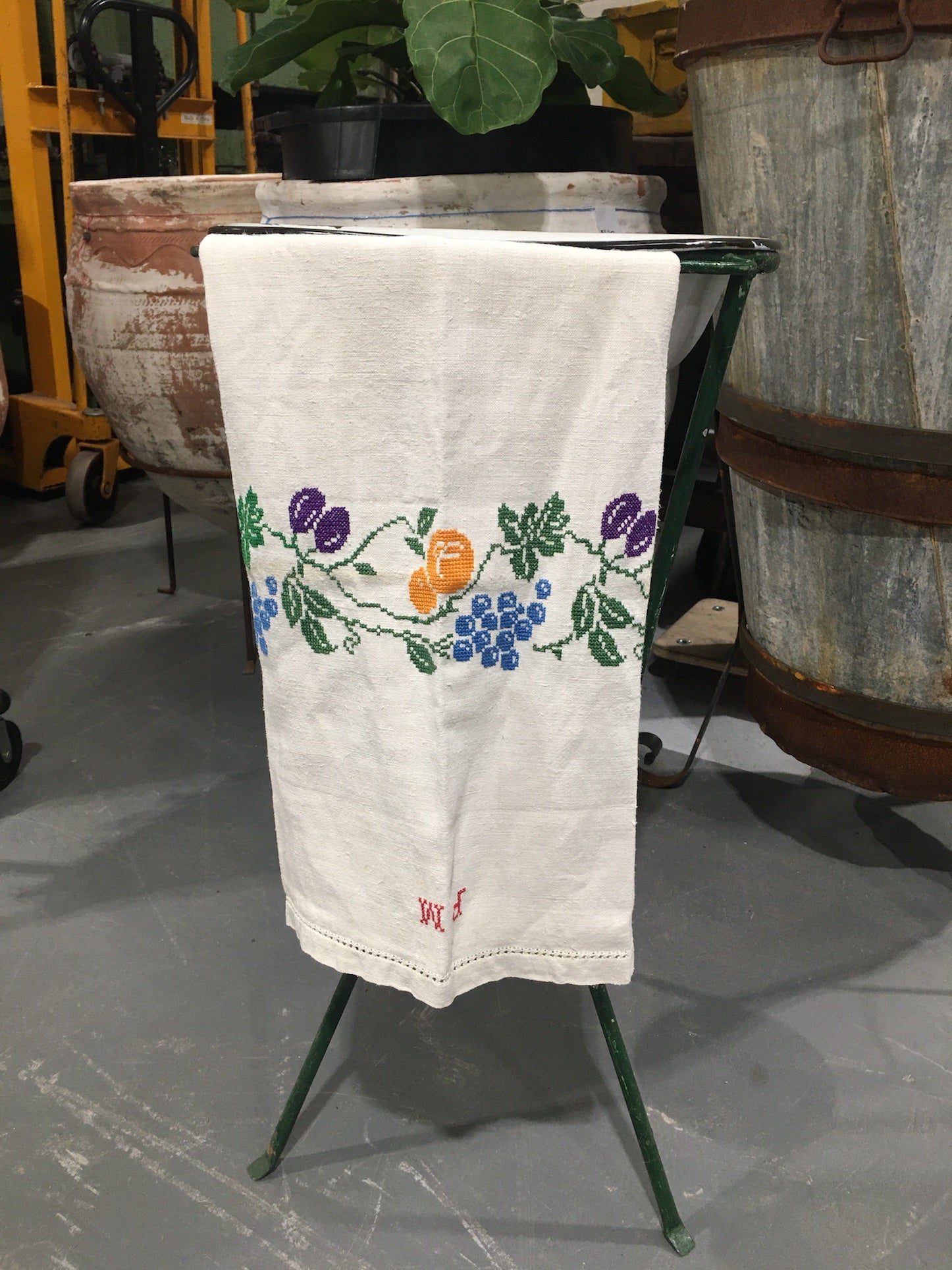 Vintage European Linen Tea Towel  #C164 FREE AUS POSTAGE