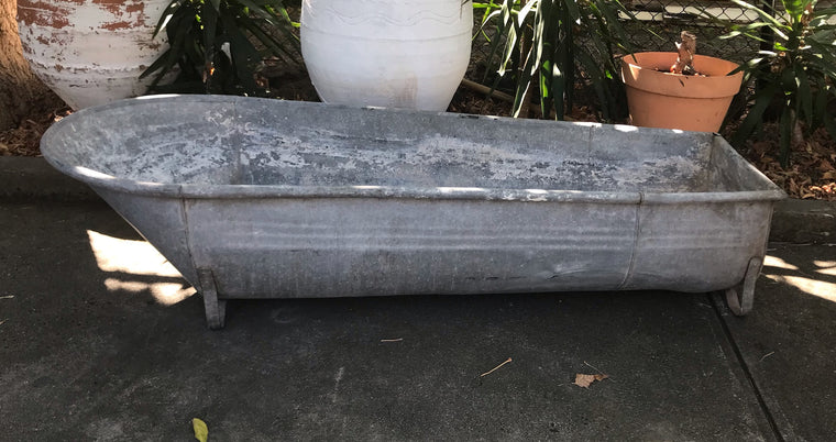 Vintage European Galvanised Bathtub #3812