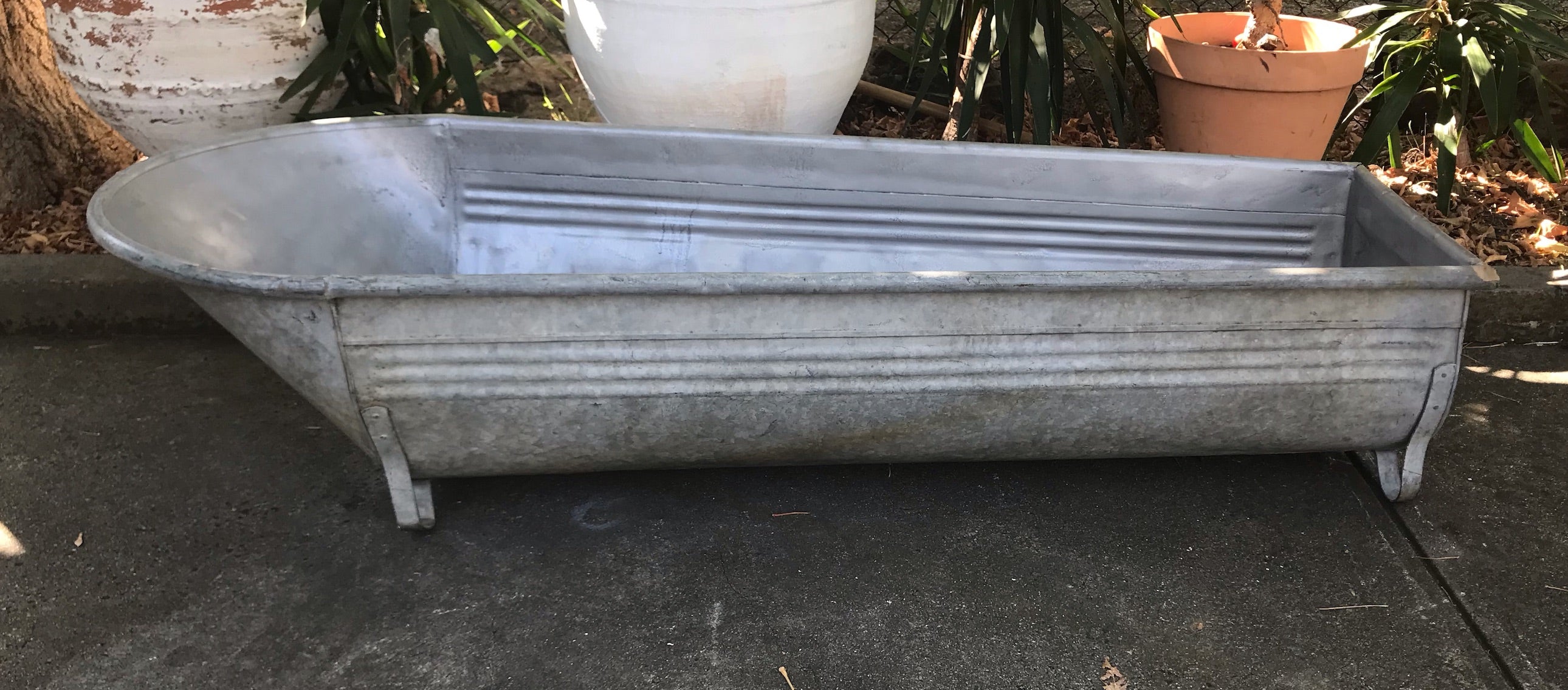 Vintage European Galvanised Bathtub #3816