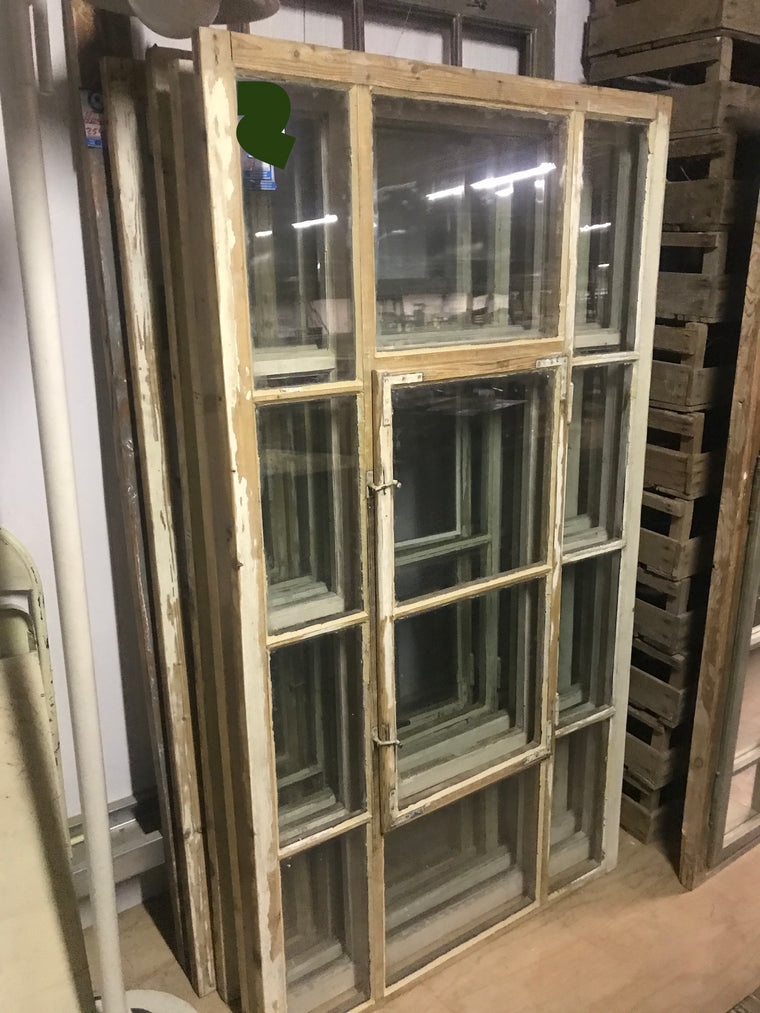 Vintage industrial European wooden  windows 2.0 meters high # 2475.