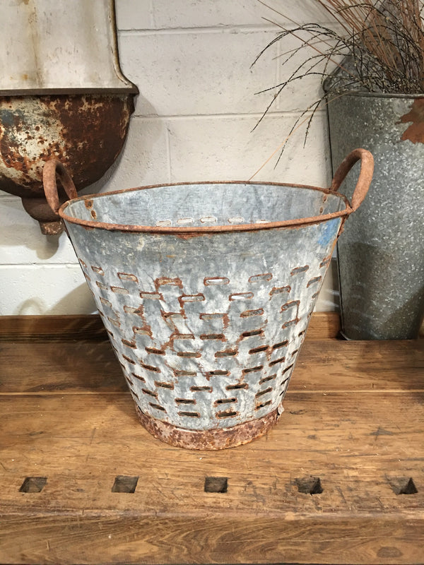 Vintage Turkish Olive Picking Bucket  #3286