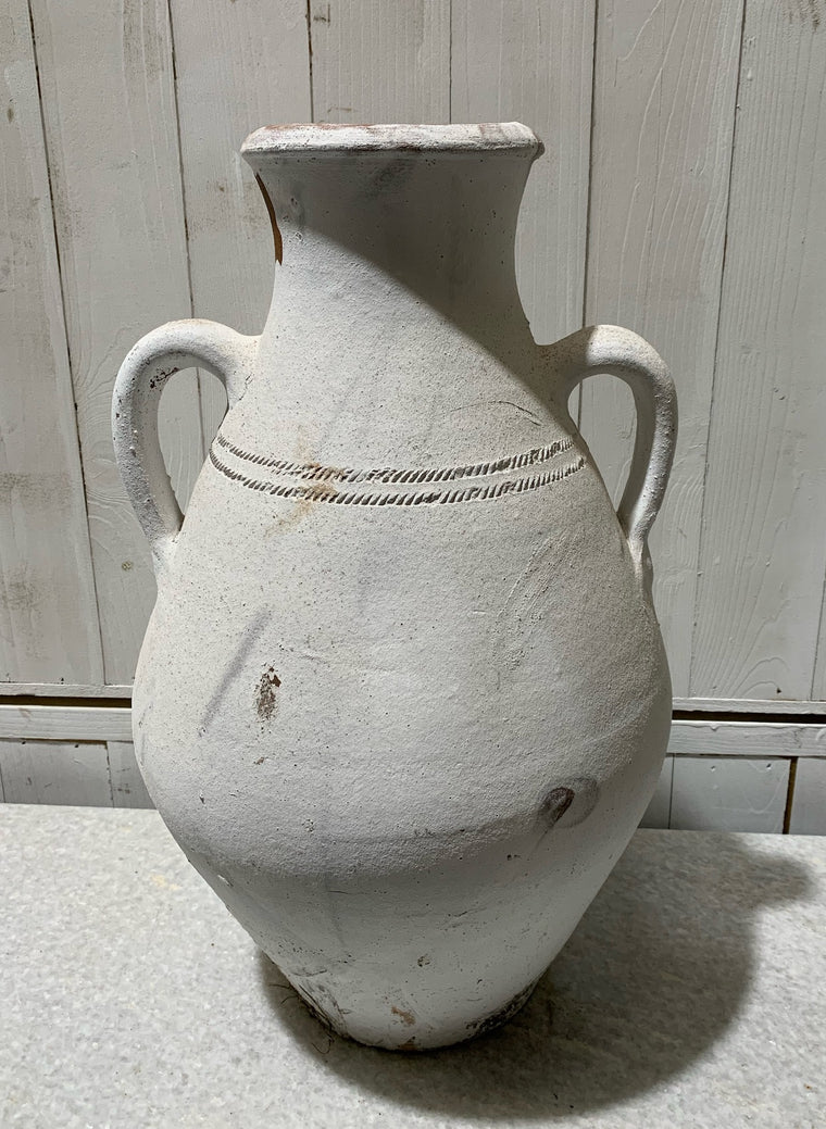 Vintage  White Terracotta  Pot  #4655