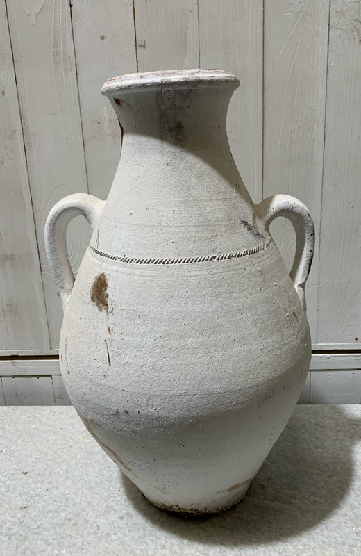 Vintage  White Terracotta  Pot  #4656