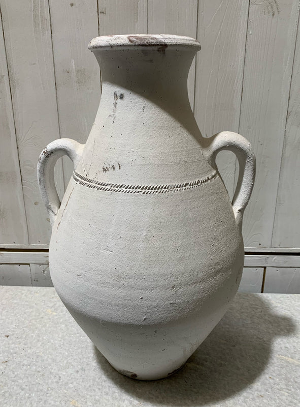 Vintage  White Terracotta  Pot  #4656