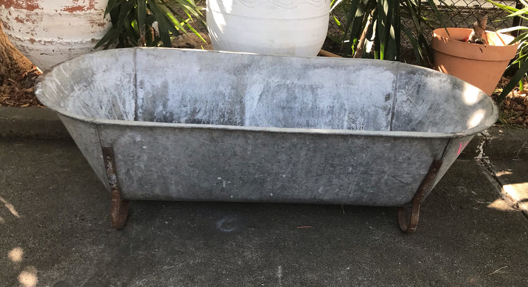 Vintage European Galvanised Bathtub #3819
