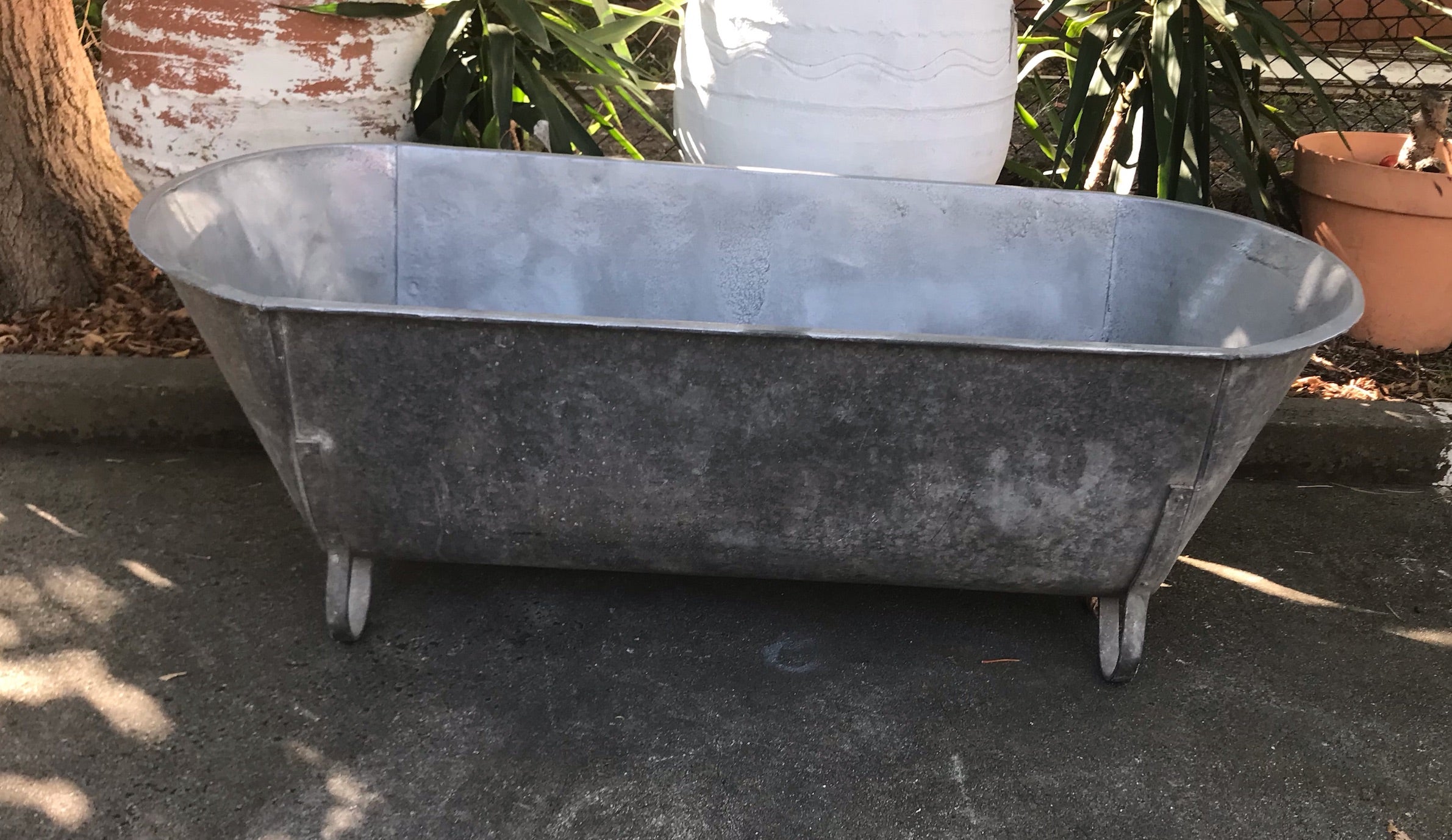 Vintage European Galvanised Bathtub #3820