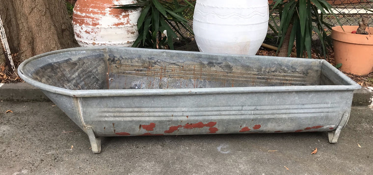 Vintage European Garden Galvanised Bathtub #3823a