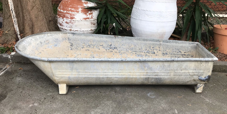 Vintage European Garden Galvanised Bathtub #3823b