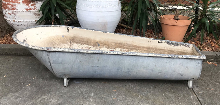 Vintage European Garden Galvanised Bathtub #3823e