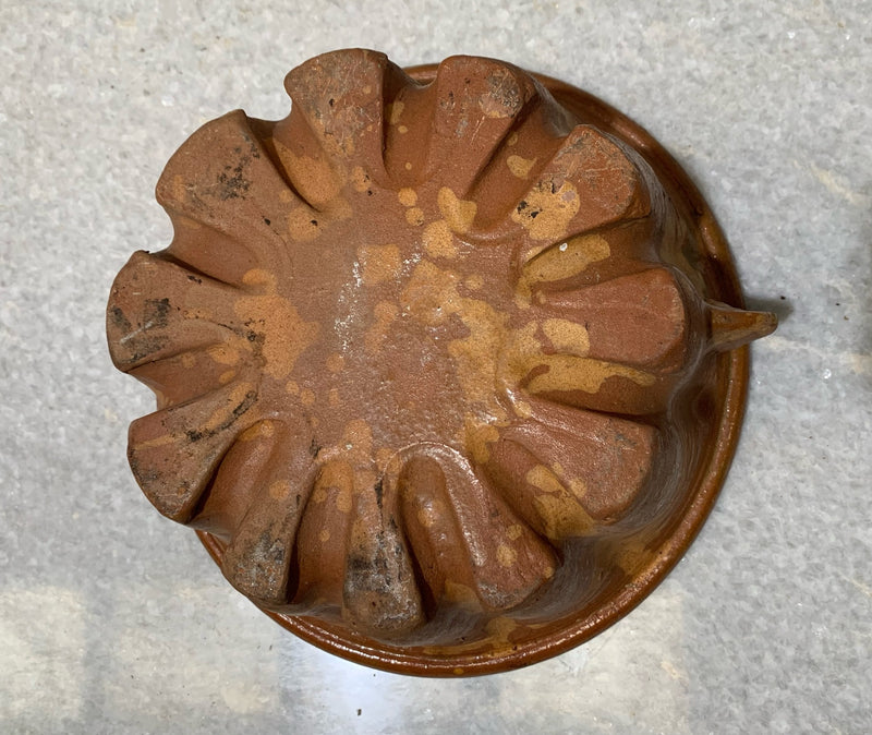 Vintage Glazed Terracotta Cake Baking  Pan  #4668