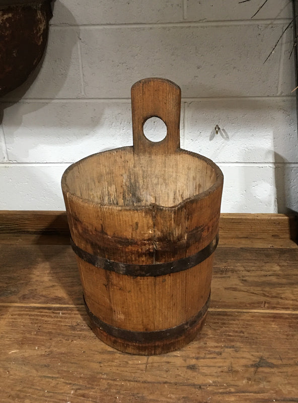 Vintage  European Wooden Bucket #3305