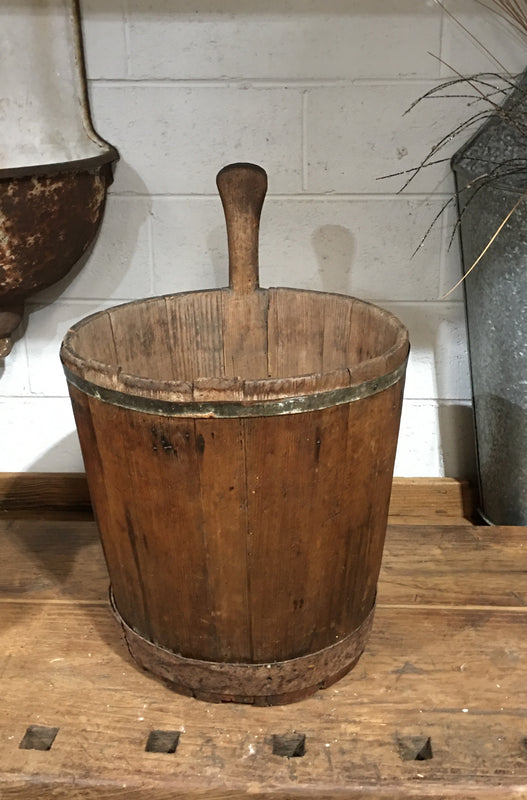Vintage  European Wooden Bucket #3306