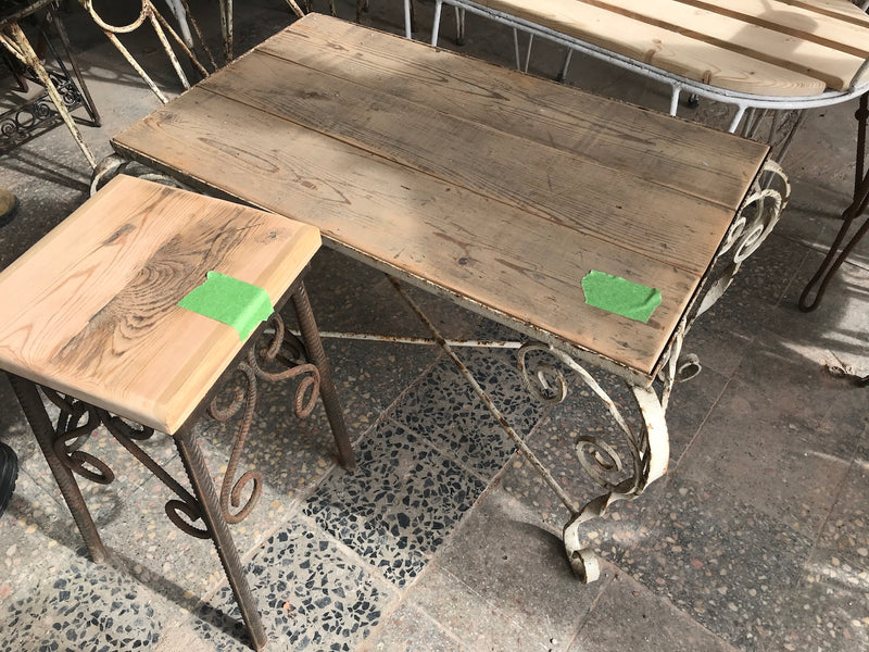 Vintage French iron small coffee table #2427