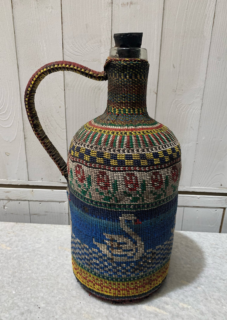 Vintage Plastic Woven  Demijohn  Bottle  #4683