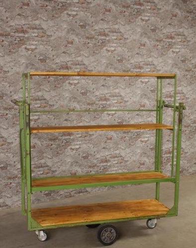 Vintage industrial Belgium bakers wooden / metal rack 1.5  mt #2531