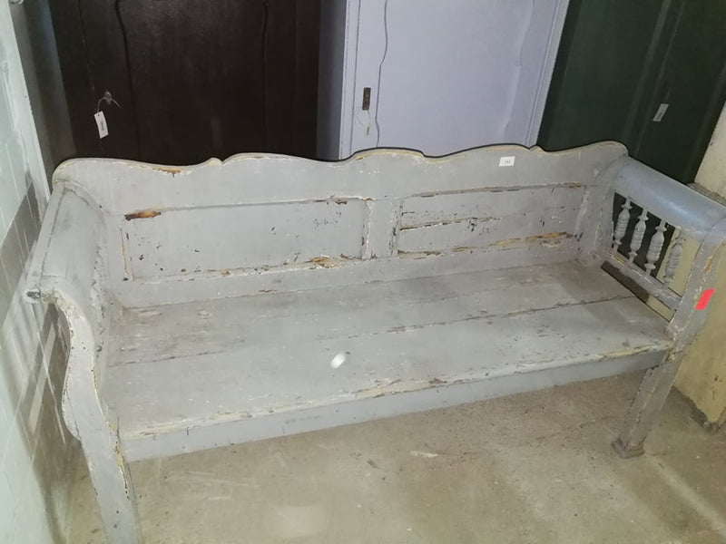 Vintage industrial Hungarian 1930s wooden kitchen bench seat #2140 february 27th