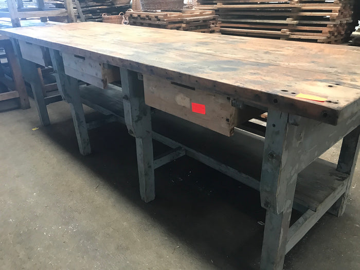 Vintage industrial European workbench table counter  #2115