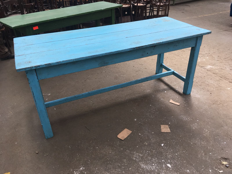 Vintage industrial European FARM kitchen dining table  #2269 blue