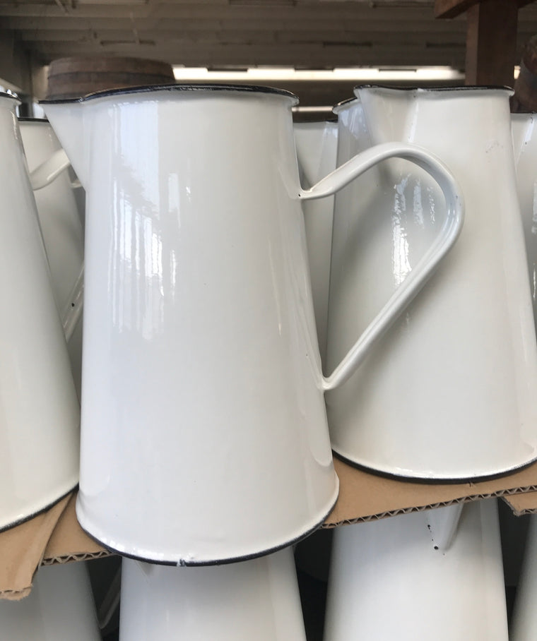 Vintage industrial French enamel pitcher #2112