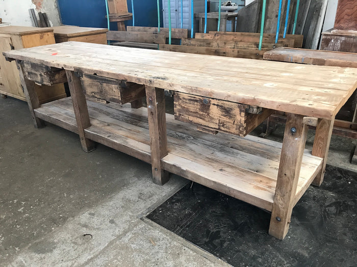 Vintage industrial European workbench table counter  #2108