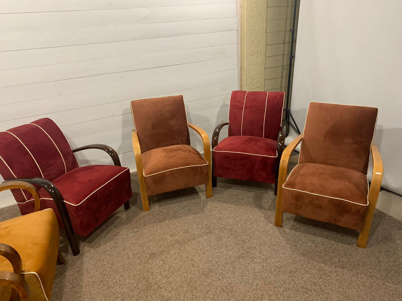 Vintage Czech Jindrich Halabala  Chairs set #3343