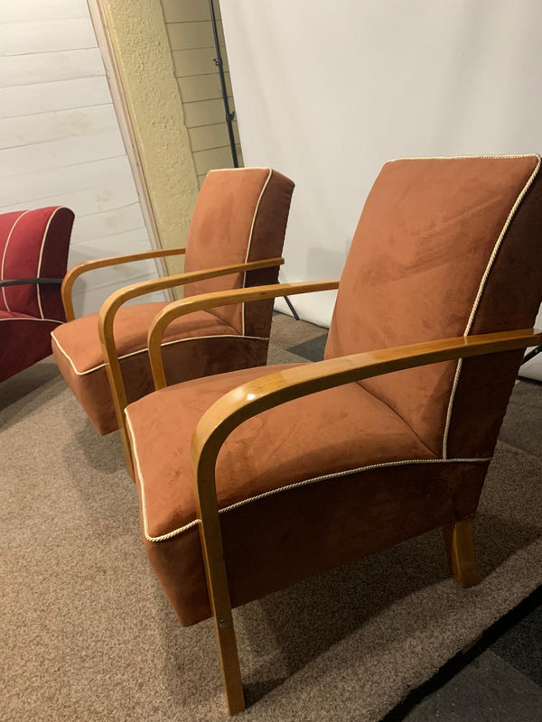 Vintage Czech Jindrich Halabala  Chairs set #3343