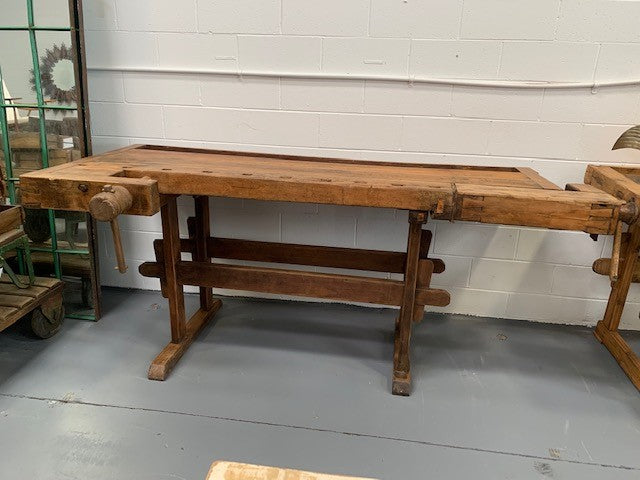 Vintage  European Carpenters Woodworking  Bench  #4594  Byron