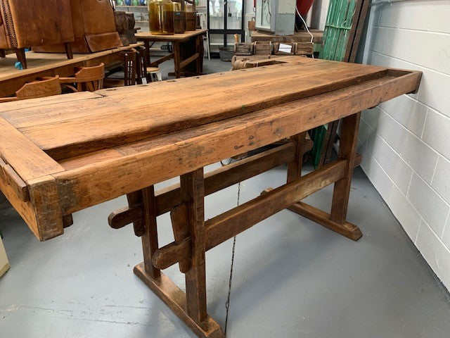 Vintage  European Carpenters Woodworking  Bench  #4594  Byron