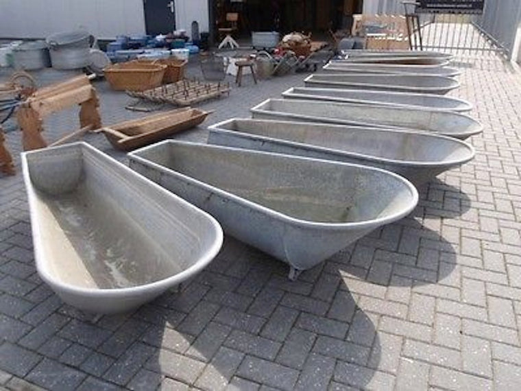 Vintage industrial European galvanized bath tub #1947