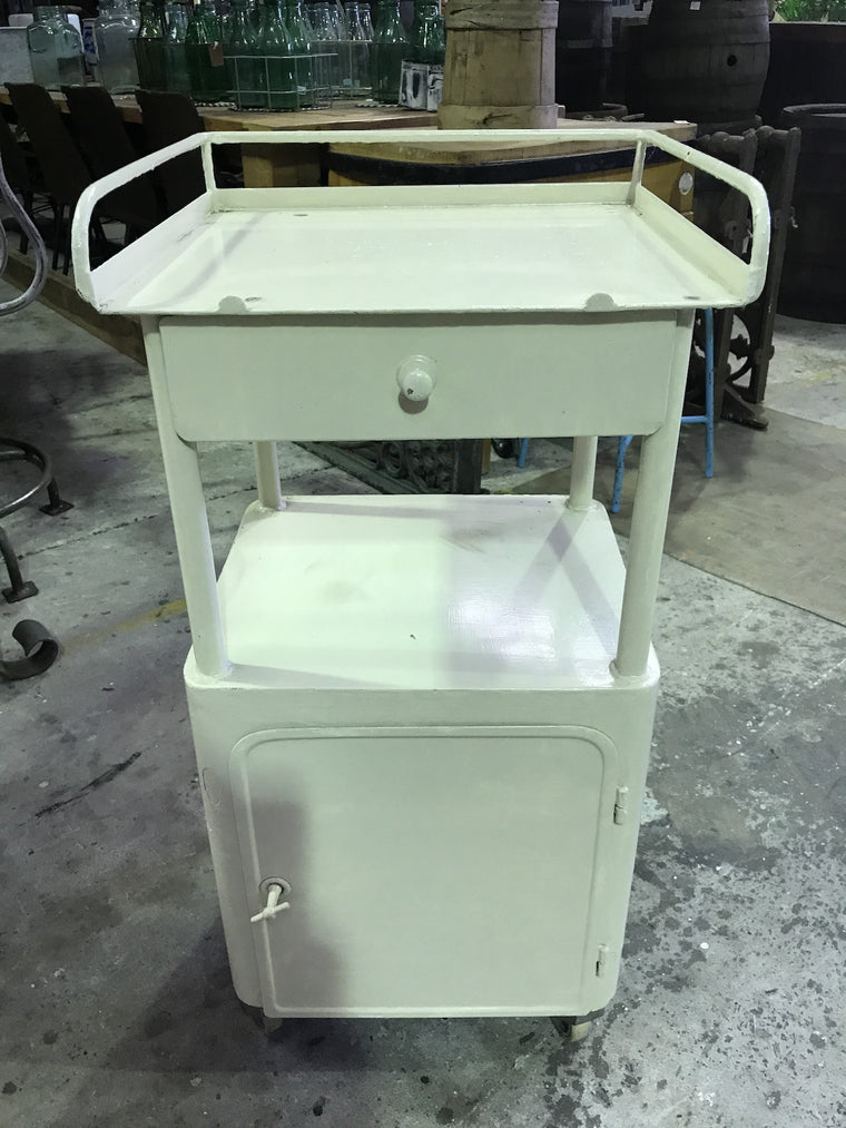 Vintage industrial German hospital bedside table #1799