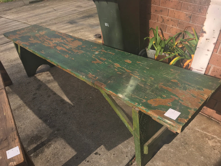 Vintage industrial European bench seat  #2290/5 green