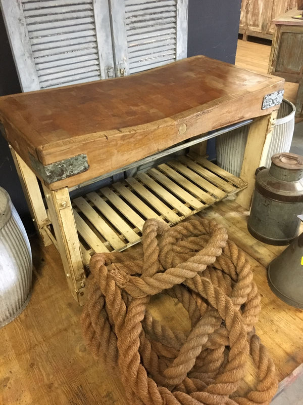 Vintage industrial European butchers block #1793 long