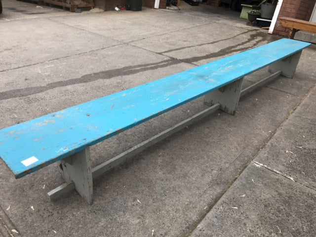 Vintage industrial Dutch bench seat  #blue bench