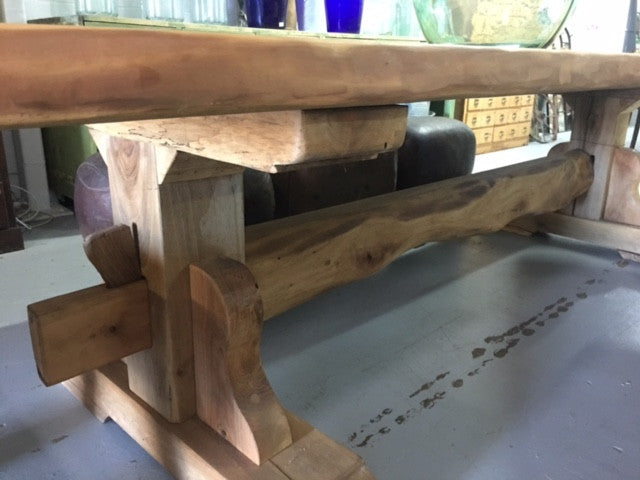 Vintage industrial European chestnut kitchen dining table #chestnut table