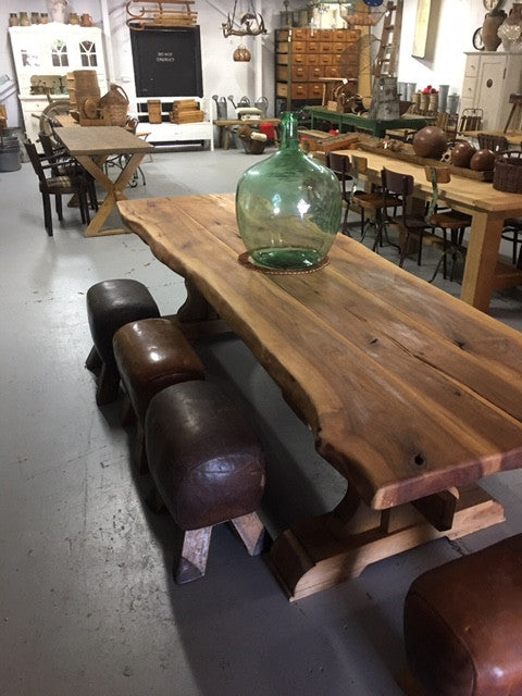 Vintage industrial European chestnut kitchen dining table #chestnut table