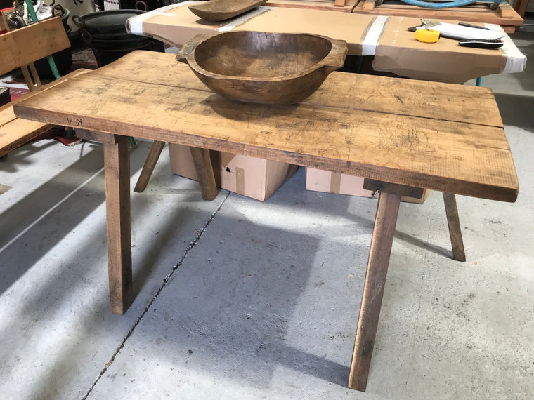 Vintage industrial European wooden hallway table console #2299/5