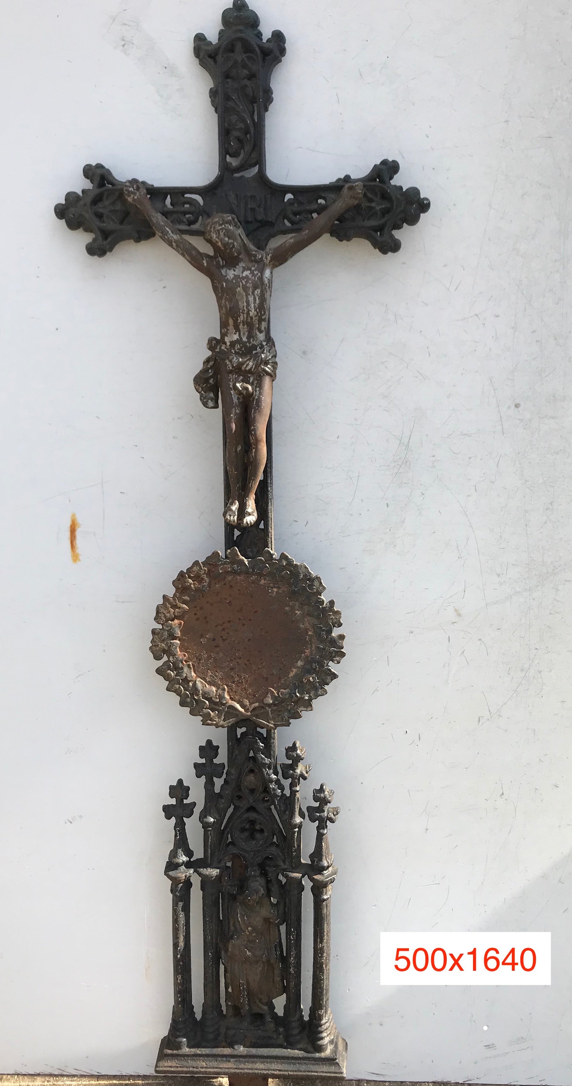 Old European Cast Iron Crucifix #3038/3