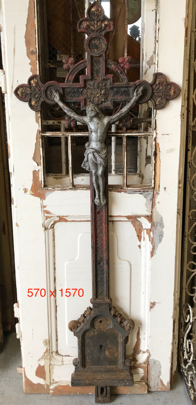 Old European Cast Iron Crucifix #3038/9