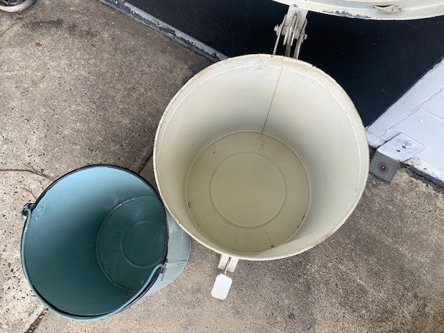 Vintage  Enamel Painted Metal Paper Waste  Bin  #4641 Byron