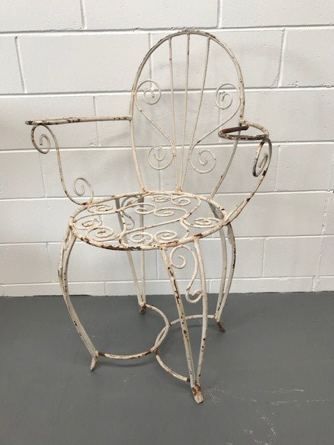 Vintage Wrought Iron Garden Chair  #3645A  Byron