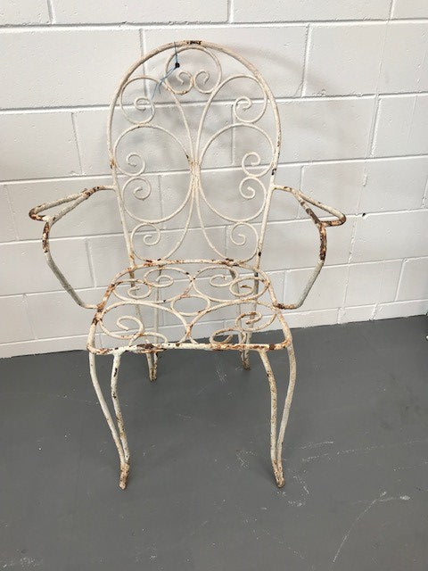 Vintage Wrought Iron Garden Chair  #3645B  Byron