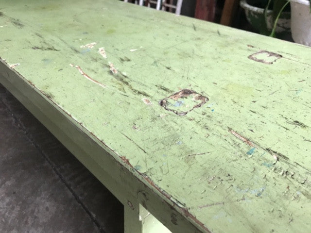 Vintage industrial Dutch bench seat  #green bench